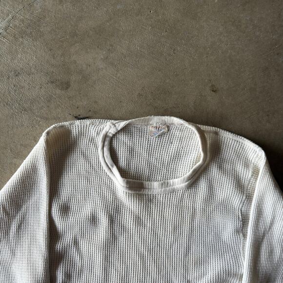 VINTAGE 80S WAFFLE KNIT THERMAL WARM OUTDOORS LAYERS GRUNGE FITS MENS LARGE - Picture 2 of 5